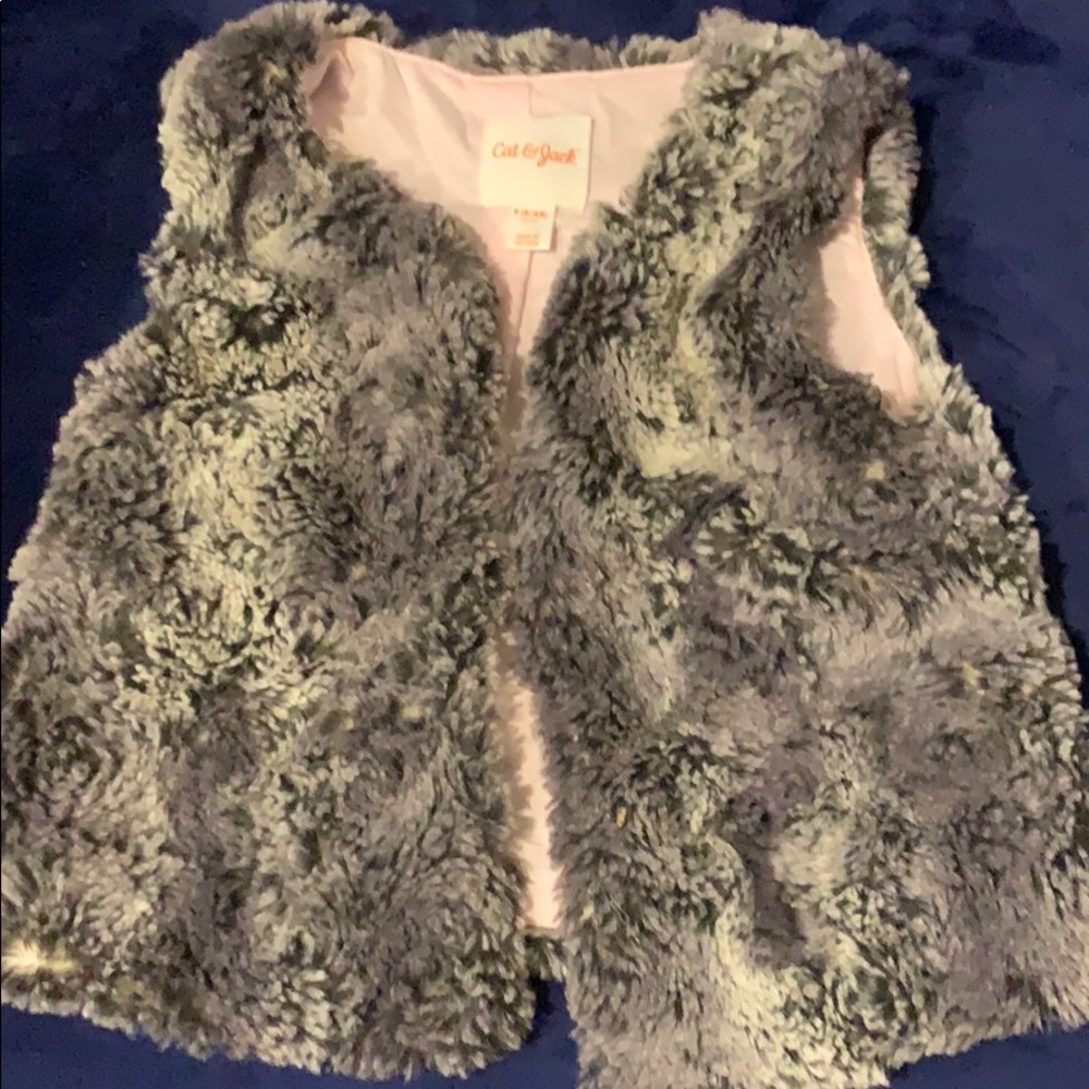 Gray furry girls vest